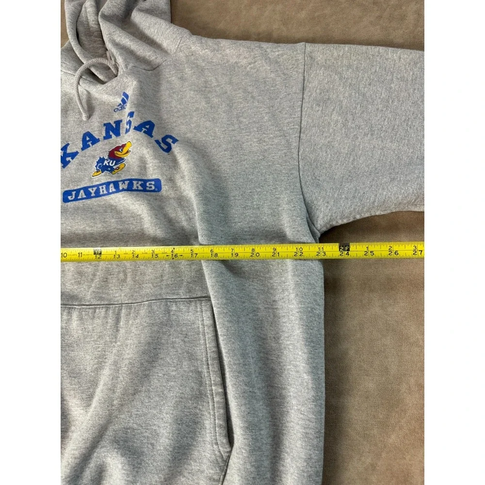 Adidas‎ Mens Kansas Jayhawks Graphic Logo Drawstring Hoodie Sweatshirt Gray M